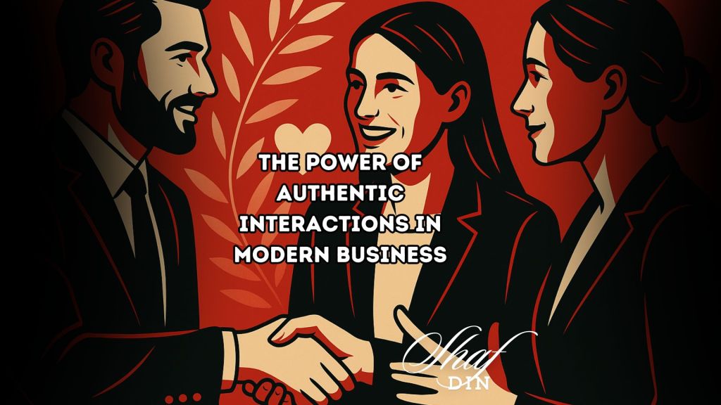 Digital illustration of professionals engaging in authentic conversation, symbolising trust and connection in business